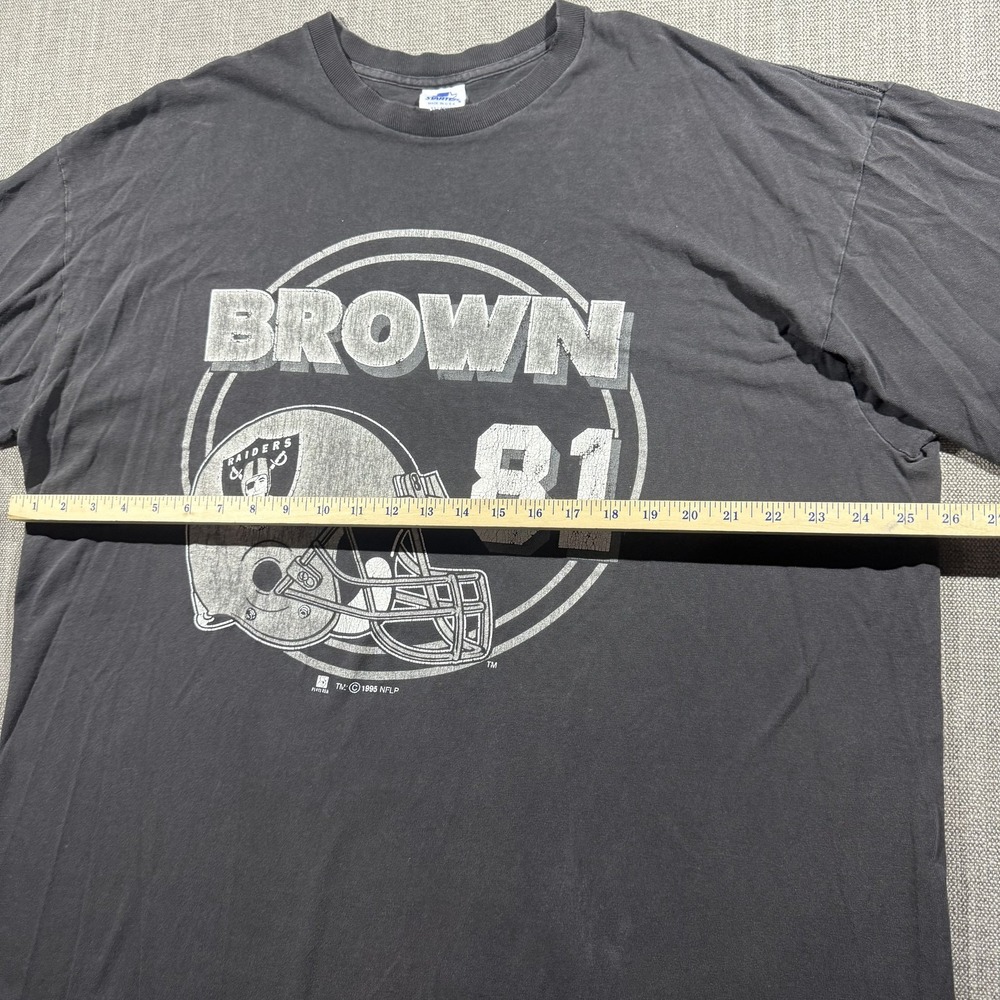 Vintage Oakland Raiders Shirt Mens 2XL Black NFL Football Brown 81 Starter 90s - Picture 7 of 10